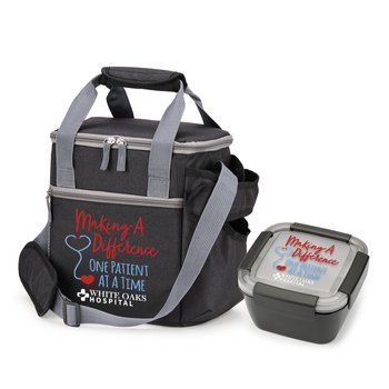 Making a Difference One Patient at a Time Riverside Deluxe Lunch/Cooler Bag & Food Container 54 oz. Gift Set - Personalization Available from Positive Promotions