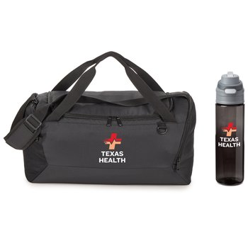 Journey Weekender Duffel Bag & Tritan Dual-Sip Water Bottle Gift Set - Personalization Available from Positive Promotions