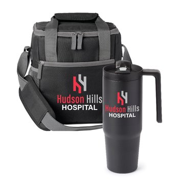 Riverside Lunch/Cooler Bag & HydroSip Tumbler Gift Set - Personalization Available from Positive Promotions