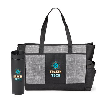 Canyon 2-In-1 Tumbler & Malibu Insulated Cooler Tote Gift Set - Personalization Available from Positive Promotions