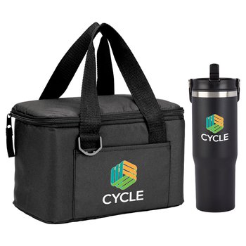 Chill Box Lunch Cooler & ColdFlow Water Bottle Combo from Positive Promotions