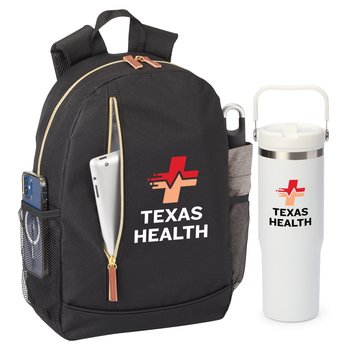 Backpack & Double-Wall Flip Straw Bottle Gift Set from Positive Promotions