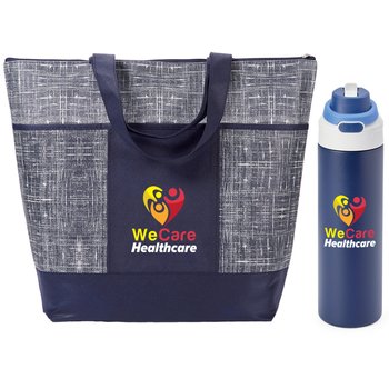 Malibu Zippered Tote Bag * Sip&Chug Water Bottle 24-oz. from Positive Promotions