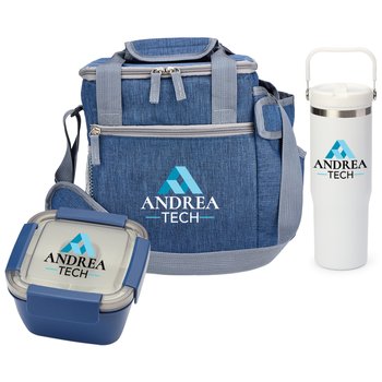 Lunch/Cooler Bag, Food Container, And Water Bottle Trio from Positive Promotions