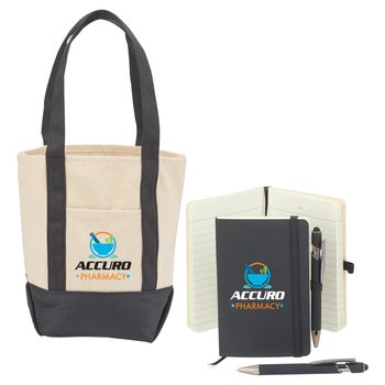 Cotton Canvas Market Tote Bag & Pocket Journal from Positive Promotions