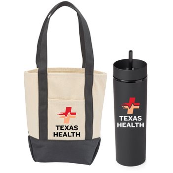 Cotton Canvas Market Tote Bag & Canyon Tumbler 16-oz. from Positive Promotions