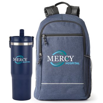 Backpack & Double-Wall Flip Straw Bottle Gift Set from Positive Promotions