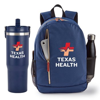 Axel Laptop Backpack & Coldflow Bottle Gift Set - Personalization Available from Positive Promotions