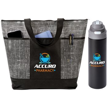 Malibu Tote Bag & Sip+Chug Water Bottle Gift Set - Personalization Available from Positive Promotions