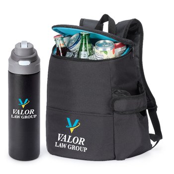 Hydro Backpack Cooler Bag & Sip&Chug Water Bottle Combo Set from Positive Promotions