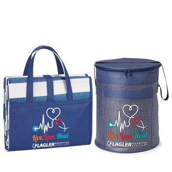 Live, Love, Heal Cooler Bag & Beach Mat Gift Set - Personalization Available from Positive Promotions