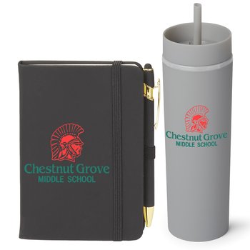 Stanton Jotter With Sticky Notes & Stylus Pen & Canyon 2-in-1 Tumbler Gift Set - Personalization Available from Positive Promotions