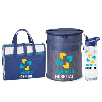 Cooler, Beach Mat, & Water Bottle Gift Set - Personalization Available from Positive Promotions