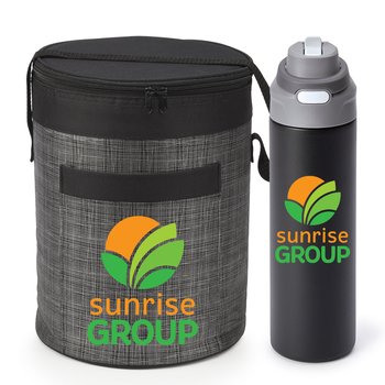Brookville Cooler Bag & Sip+Chug Water Bottle Gift Set - Personalization Available from Positive Promotions