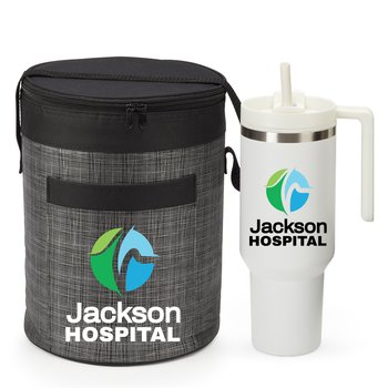 Quencher Tumbler & Brookville Cooler Bag Gift Set - Personalization Available from Positive Promotions
