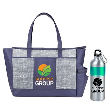 Malibu Cooler Tote & Water Bottle Gift Set - Personalization Available from Positive Promotions