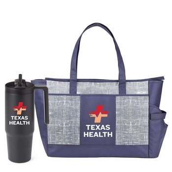 HydroSip Tumbler 30 oz. & Malibu Insulated Cooler Tote Gift Set - Personalization Available from Positive Promotions