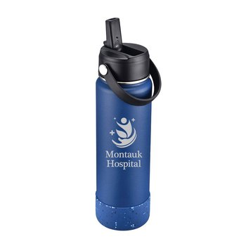 Speckled Silicone-Bottom Powder-Coated Vacuum Bottle 27 oz. With Spout Lid - Laser-Engraved Personalization Available from Positive Promotions