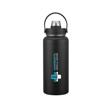 Allister Vacuum Powder-Coated Water Bottle 34 oz. With Carrying Handle - Full-Color Personalization Available from Positive Promotions