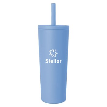 Bare Stainless-Steel/Plastic-Lined Tumbler With Leak-Proof Straw 24 oz. - One-Color Personalization Available from Positive Promotions
