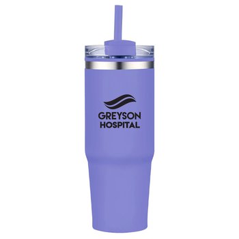 Thirst Stainless-Steel/Plastic-Lined Tumbler With Straw 30 oz. - One-Color Personalization Available from Positive Promotions