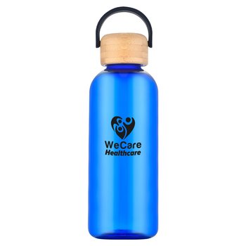 Top Handle Recycled rPET Bottle With Bamboo Lid 21 oz. - One-Color Personalization Available from Positive Promotions