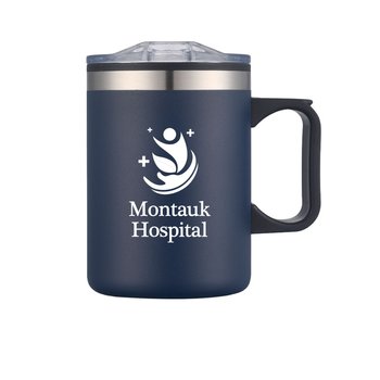 Sonoma Stainless-Steel Outer/Plastic Liner Mug 14 oz. With Plastic Handle - One-Color Personalization Available from Positive Promotions
