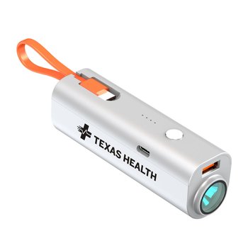 Compact Flashlight Power Bank 5,000 mAh - One-Color Personalization Available from Positive Promotions