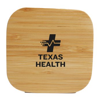 Square Eco-Friendly Bamboo Wireless Charging Pad - One-Color Personalization Available from Positive Promotions