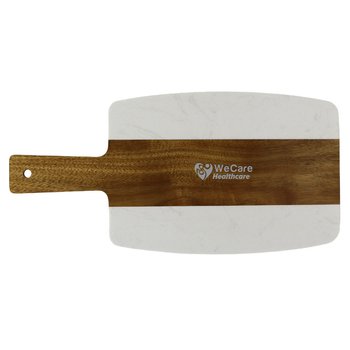 Acacia Wood & Marble Cutting Charcuterie Board - Oval Square 7 1/2