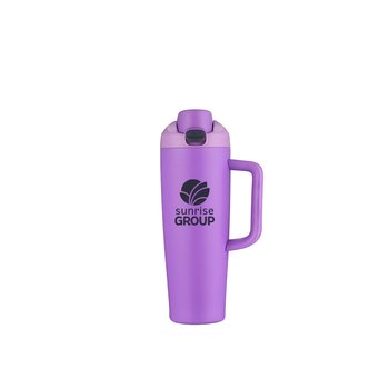 EcoSip Recycled Stainless-Steel Tumbler 30 oz. With Plastic Lid & Handle - One-Color Personalization Available from Positive Promotions