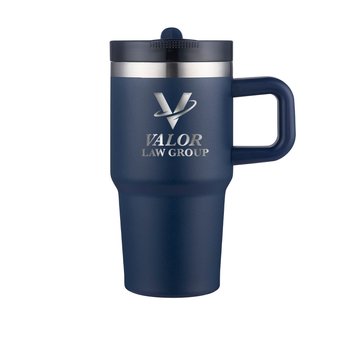 EcoSip Recycled Stainless-Steel Tumbler 20 oz. With Plastic Lid & Flip Straw - Laser-Engraved Personalization Available from Positive Promotions