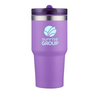 FlipStraw Stainless-Steel Outer/Plastic-Lined Tumbler 20 oz. - One-Color Personalization Available from Positive Promotions