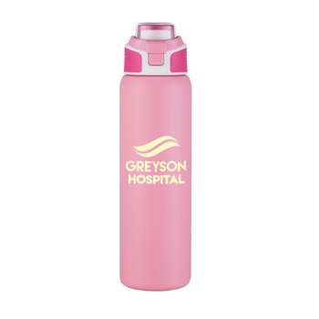 EcoSip Recycled Stainless-Steel Water Bottle 28 oz. With Push-Open Lid & Carry Handle - One-Color Personalization Available from Positive Promotions