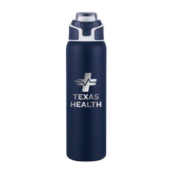 EcoSip Recycled Stainless-Steel Water Bottle 28 oz. With Push-Open Lid & Carry Handle - Laser-Engraved Personalization Available from Positive Promotions