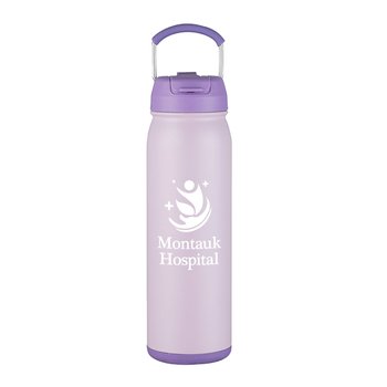 Sip&Store Recycled Stainless-Steel Water Bottle 24 oz. With Storage Compartment Bottom - One-Color Personalization Available from Positive Promotions