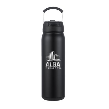 Sip&Store Recycled Stainless-Steel Water Bottle 24 oz. With Storage Compartment Bottom - Laser-Engraved Personalization Available from Positive Promotions