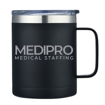 Stainless-Steel Vacuum Camping Mug With Handle 14-Oz. - Laser-Engraved Personalization Available from Positive Promotions