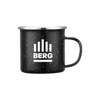 Dina Enamel Campfire Mug with Stainless-Steel Rim 16-Oz. - Personalization Available from Positive Promotions