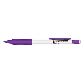 White Barrel With Color Rubber Grips Mechanical Pencils - Personalization Available from Positive Promotions