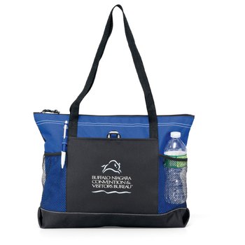 Mardi Gras Pocket Tote - One-Color Personalization Available from Positive Promotions