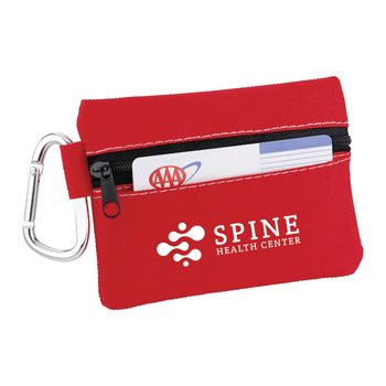 Zippered 20-Piece First Aid Pouch With Carabiner - Personalization Available from Positive Promotions
