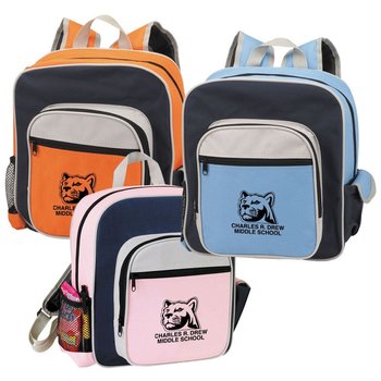 Contemporary Kid's Backpack With Side Pouch - Personalization Available from Positive Promotions
