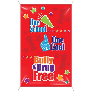 One School, One Goal: Bully & Drug Free 5' x 3' Vinyl Banner from Positive Promotions