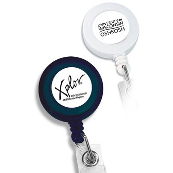 Round Retractable ID Badge Holder - One-Color Personalization Available from Positive Promotions