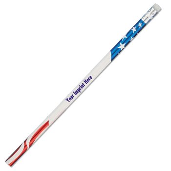 #2 Standard Red, White & Blue Patriotic Foil Pencil - Personalization Available from Positive Promotions