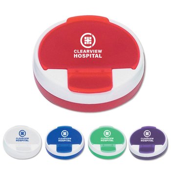 Round Pill Holder With Rotating Top - Personalization Available from Positive Promotions