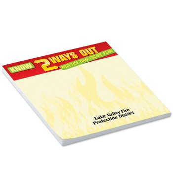 Know 2 Ways Out: Practice Your Escape Plan BIC® Sticky Notepad - Full-Color Personalization Available from Positive Promotions