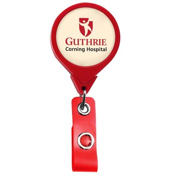 Jumbo Round Retractable Polydome Badge Holder - Full-Color Personalization Available from Positive Promotions