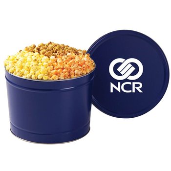 2-Gallon Gourmet 3-Way Popcorn Tin - Personalization Available from Positive Promotions